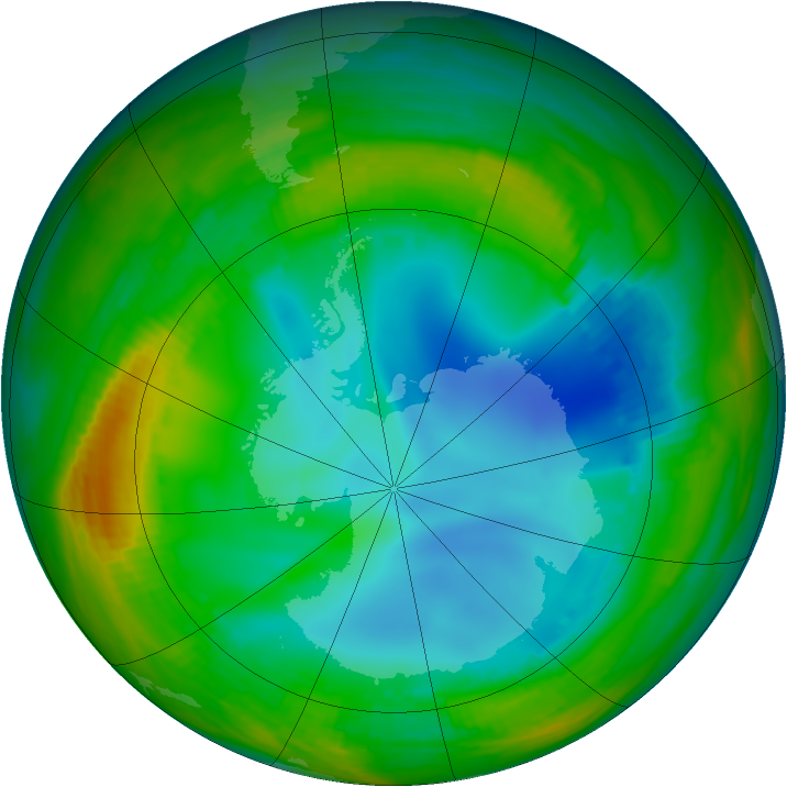 Antarctic ozone map for 20 July 1998